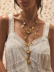 Gold Tone Tabitha Simmons x Next The Meadow Two Layer Floral Necklace - Image 1 of 9