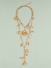Gold Tone Tabitha Simmons x Next The Meadow Two Layer Floral Necklace - Image 4 of 9