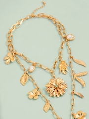 Gold Tone Tabitha Simmons x Next The Meadow Two Layer Floral Necklace - Image 5 of 9