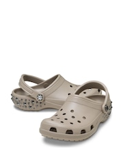 Crocs Brown Classic Studded Clogs - Image 4 of 7