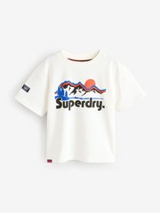 Superdry Off White Workwear Printed Cotton T-Shirt - Image 1 of 5