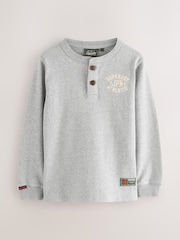 Superdry Grey Long Sleeve Henley T-Shirt - Image 1 of 6