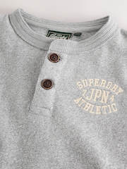 Superdry Grey Long Sleeve Henley T-Shirt - Image 3 of 6