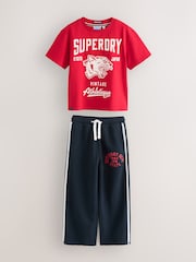 Superdry Red Navy T-Shirt and Joggers Set - Image 1 of 5
