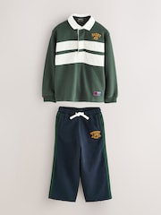 Superdry Green Navy Rugby and Joggers Set - Image 1 of 11