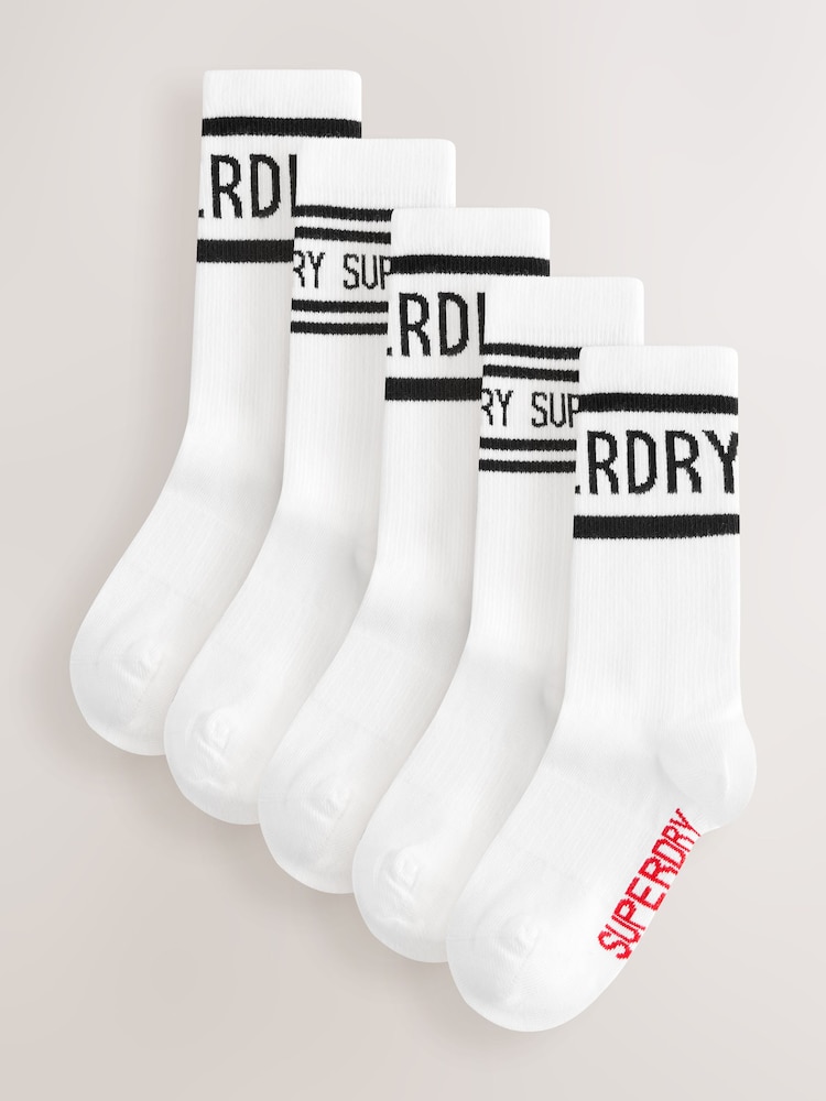 Superdry White Socks 5 Pack - Image 1 of 8