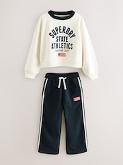 Superdry White Navy Sweat Set - Image 1 of 5