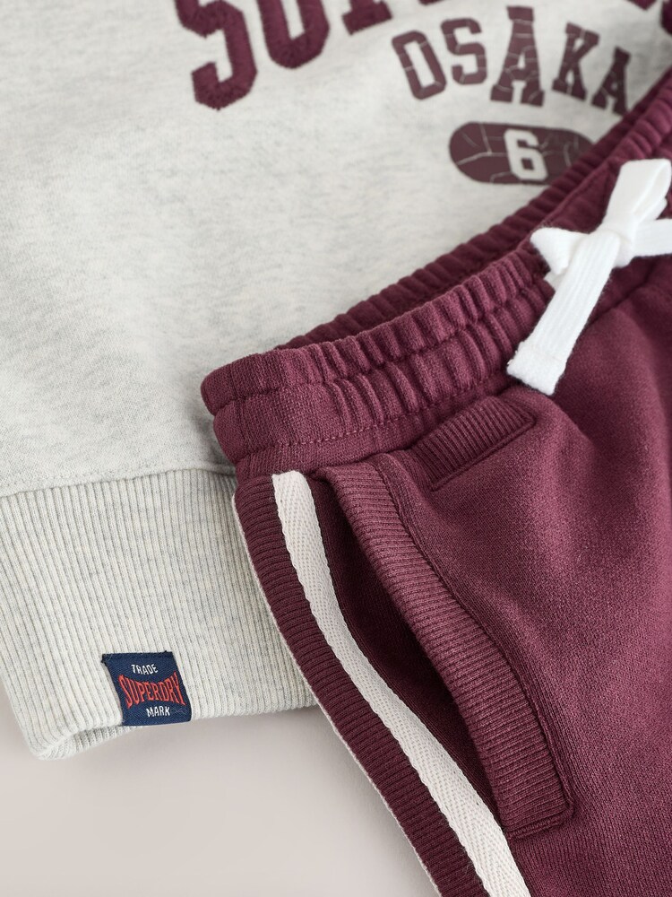 Superdry Burgundy Red Sweatshirt & Joggers Set - Image 6 of 6
