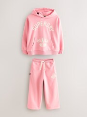 Superdry Pink White Sweatshirt & Joggers Set - Image 6 of 10