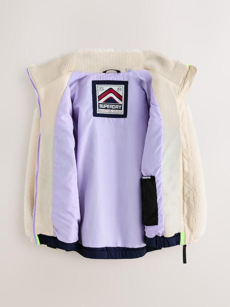 Superdry Purple Borg Zip Through Jacket - Image 2 of 7 Superdry Purple Borg Zip Through Jacket - Image 2 of 7
