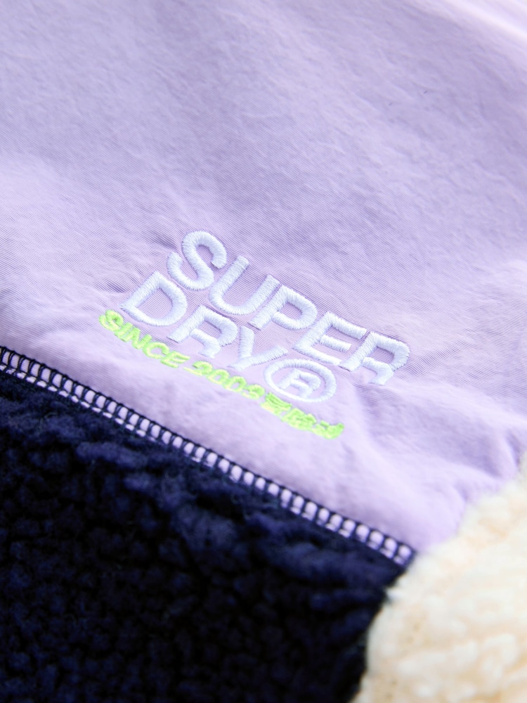 Superdry Purple Borg Zip Through Jacket - Image 7 of 7