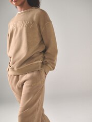 Superdry Tan Brown Sweatshirt & Joggers Set - Image 3 of 7