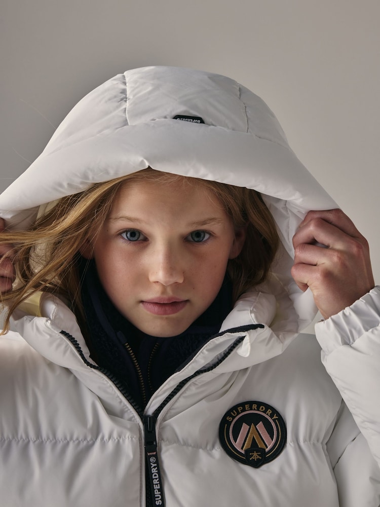 Superdry White Sports Puffer Coat - Image 4 of 4