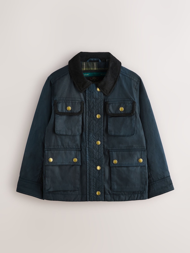 Superdry Navy Wax Jacket - Image 1 of 7