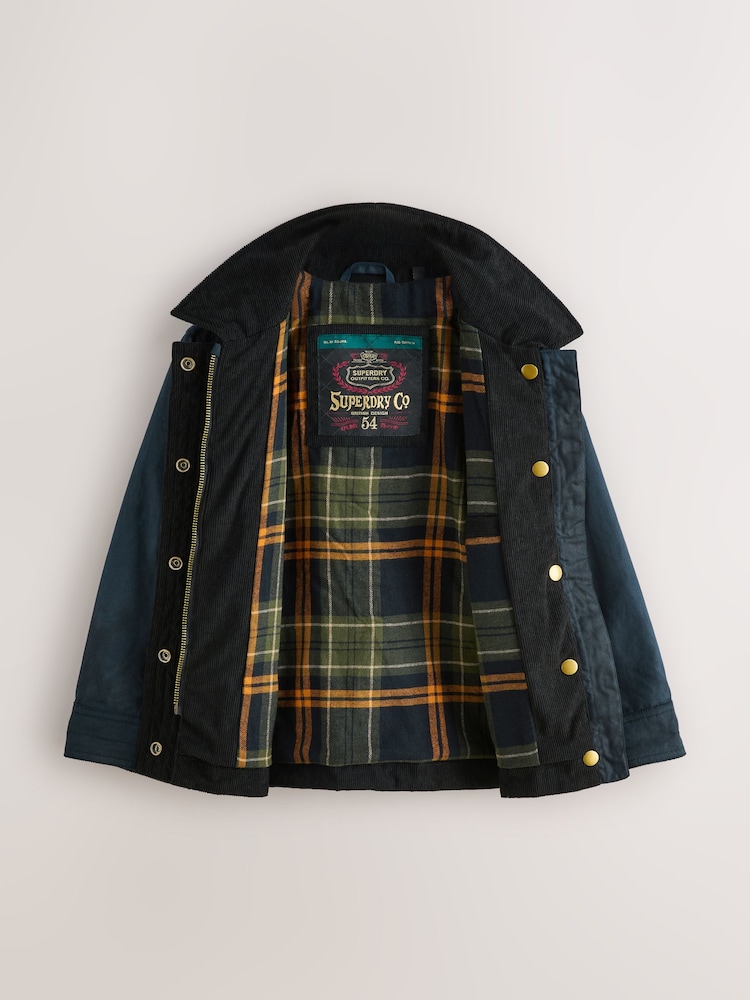Superdry Navy Wax Jacket - Image 2 of 7