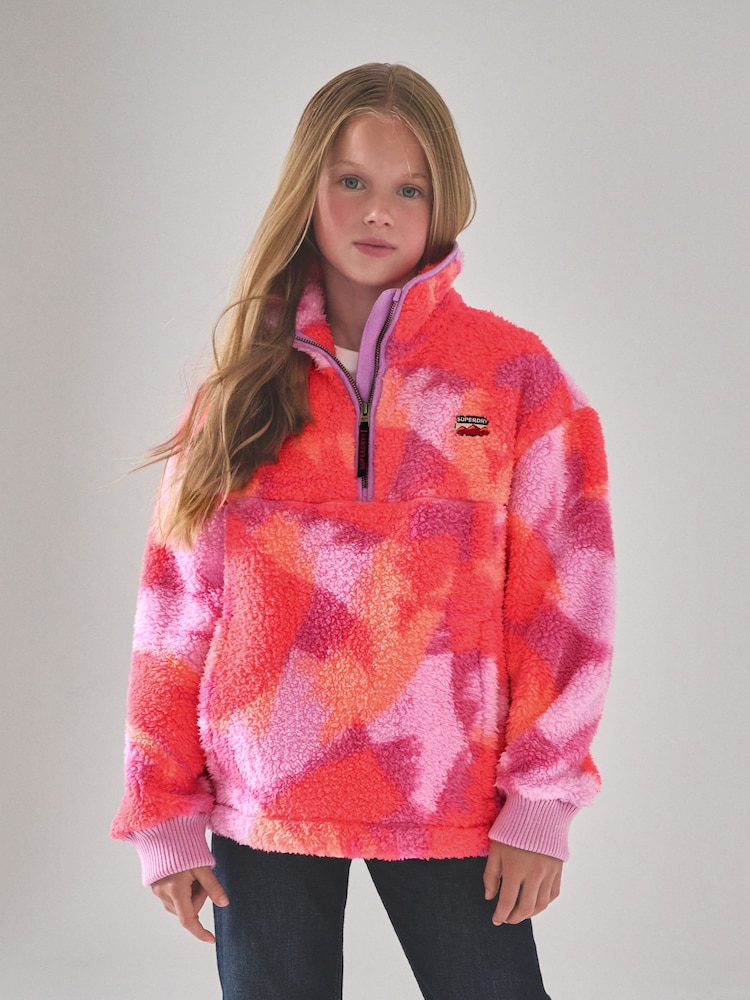 Superdry Pink/Lilac Quarter Zip Through Jacket - Image 1 of 7 Superdry Pink/Lilac Quarter Zip Through Jacket - Image 1 of 7