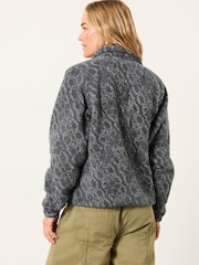 FatFace Blue Texture Floral Zip Through Fleece - Image 2 of 6