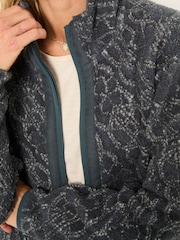 FatFace Blue Texture Floral Zip Through Fleece - Image 3 of 6