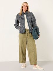 FatFace Blue Texture Floral Zip Through Fleece - Image 5 of 6