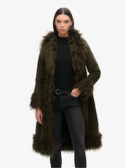 Abrigo largo con forro de pelo sintético Afghan de Superdry - Imagen 1 de 4