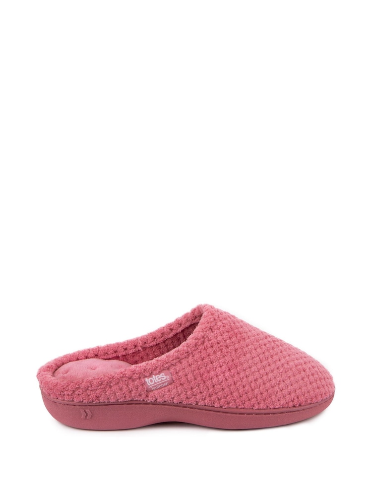 Totes Pink Isotoner Ladies Popcorn Mule Slippers - Image 2 of 5