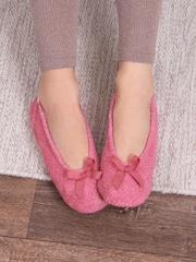 Totes Pink Isotoner Ladies Popcorn Ballet Slippers - Image 1 of 5
