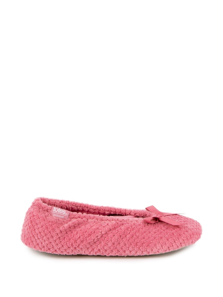 Totes Pink Isotoner Ladies Popcorn Ballet Slippers - Image 2 of 5