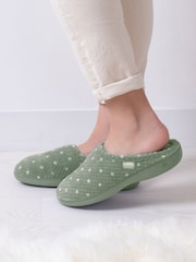 Totes Green Isotoner Ladies Popcorn Mule Slippers - Image 1 of 5