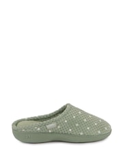 Totes Green Isotoner Ladies Popcorn Mule Slippers - Image 2 of 5