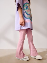 Pink Textured Flared Leggings (3-16yrs) - Image 4 of 9