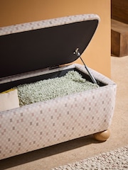 MADE.COM Nude Checked Velvet Ellio Storage Ottoman Bench - Image 3 of 5