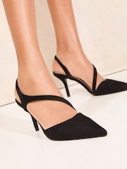 Lipsy Black Standard Fit Asymmetric Strap Court Shoes - Image 1 of 5