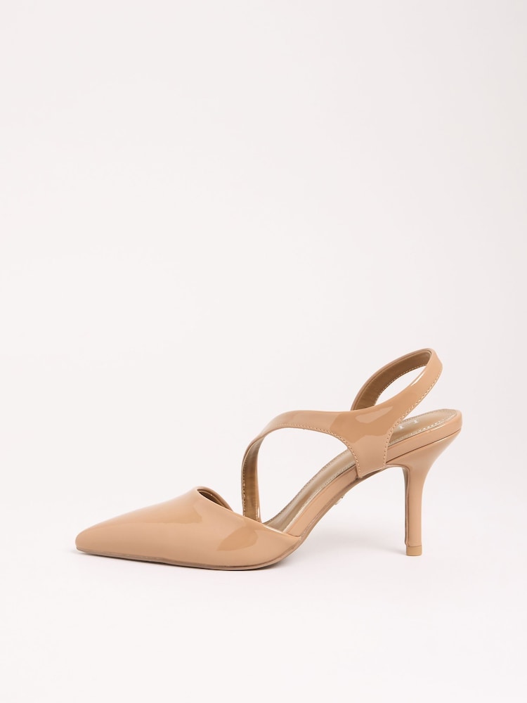 Lipsy Camel Standard Fit Asymmetric Strap Court Shoes - Image 5 of 5