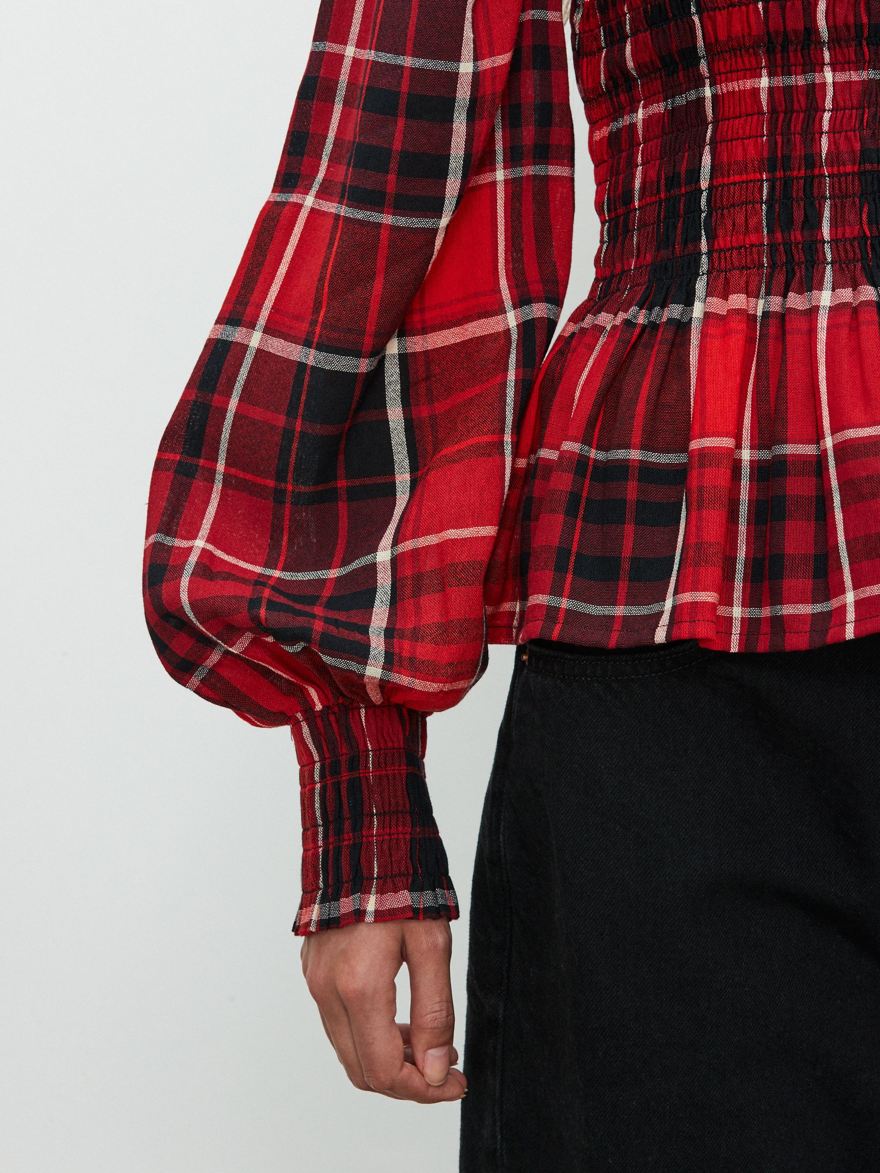 Buy Red Check Smocked Long Sleeve Top from Next USA