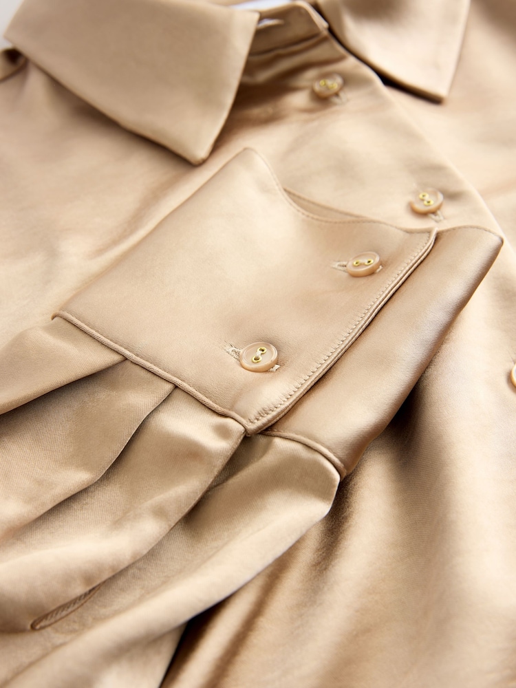 Gold Satin Long Sleeve Shirt - Image 3 of 3