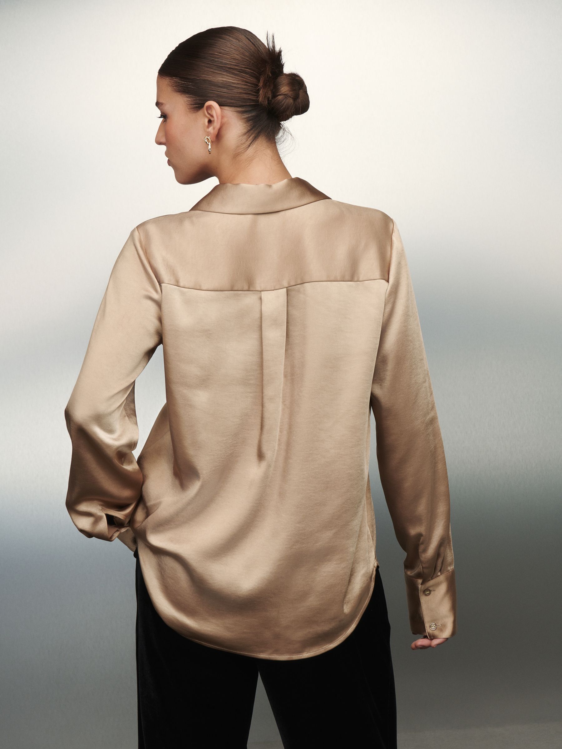 Buy Gold Satin Long Sleeve Shirt from Next USA
