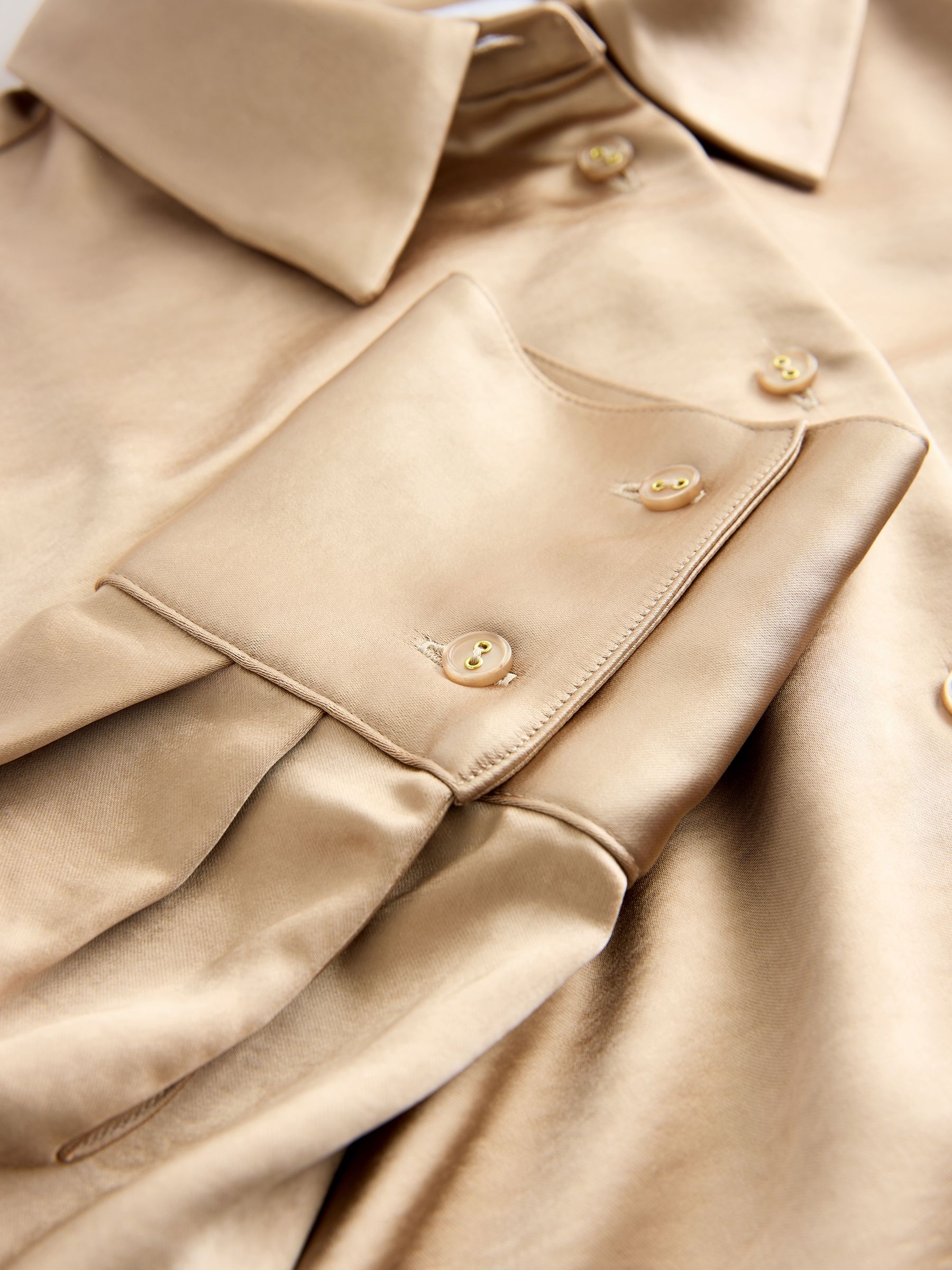 Buy Gold Satin Long Sleeve Shirt from Next USA