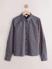 Xadrez azul marinho/vermelho - Camisa de manga comprida com detalhes em pedras preciosas - Imagem 3 de 5