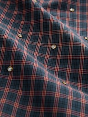 Xadrez azul marinho/vermelho - Camisa de manga comprida com detalhes em pedras preciosas - Imagem 5 de 5