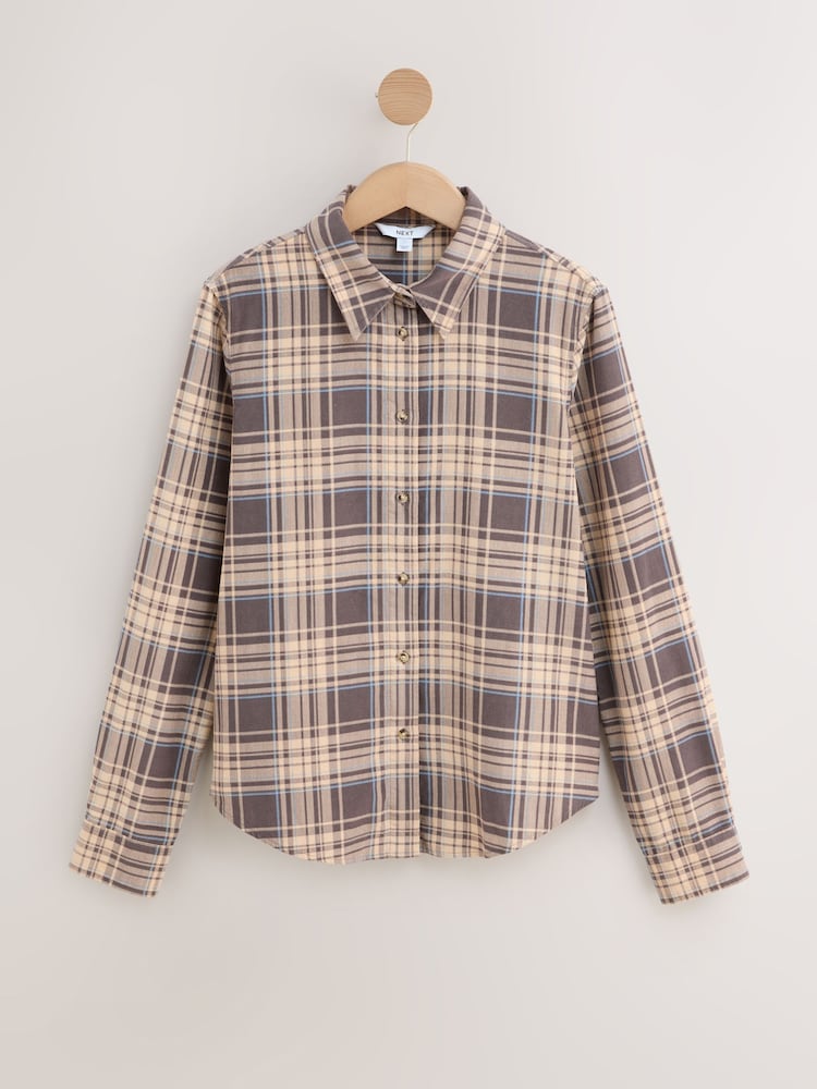 Brown/Cream Check Long Sleeve Corduroy Shirt - Image 1 of 3