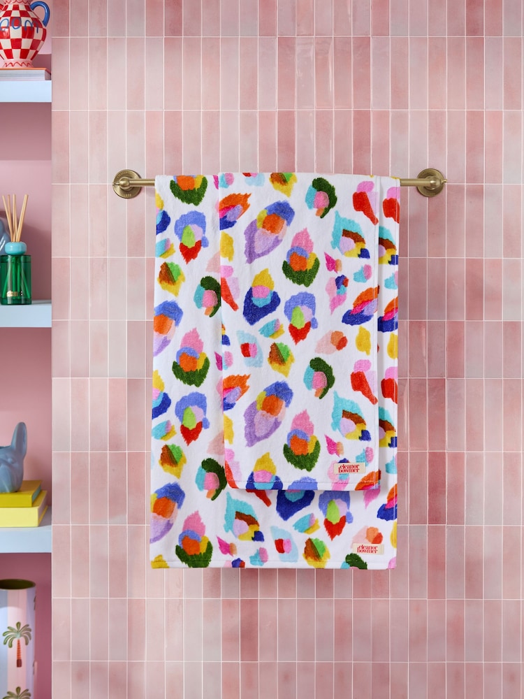 Eleanor Bowmer Painted Leopard 100% Cotton Velour Printed Towel - Image 1 of 2 Eleanor Bowmer Painted Leopard 100% Cotton Velour Printed Towel - Image 1 of 2