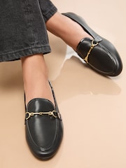Lipsy Black Standard Fit Snaffle Faux Leather Loafers - Image 1 of 5