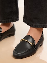 Lipsy Black Standard Fit Snaffle Faux Leather Loafers - Image 3 of 5