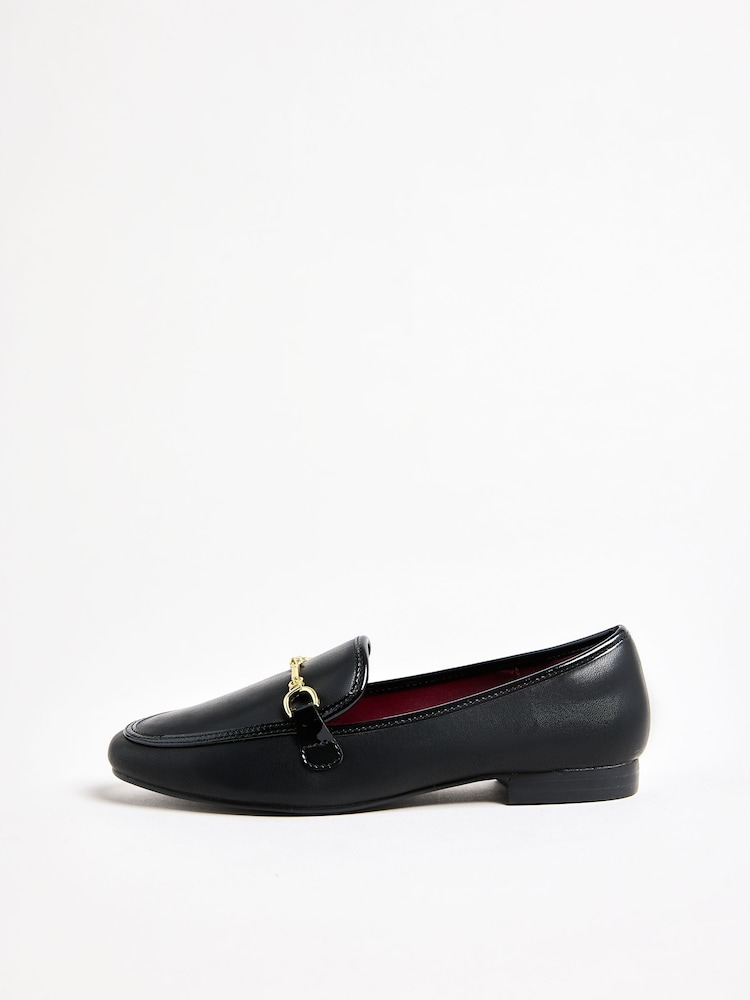 Lipsy Black Standard Fit Snaffle Faux Leather Loafers - Image 5 of 5