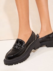 Lipsy Black Patent Chunky Penny Loafers - Image 1 of 5