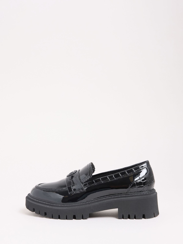 Lipsy Black Patent Chunky Penny Loafers - Image 5 of 5