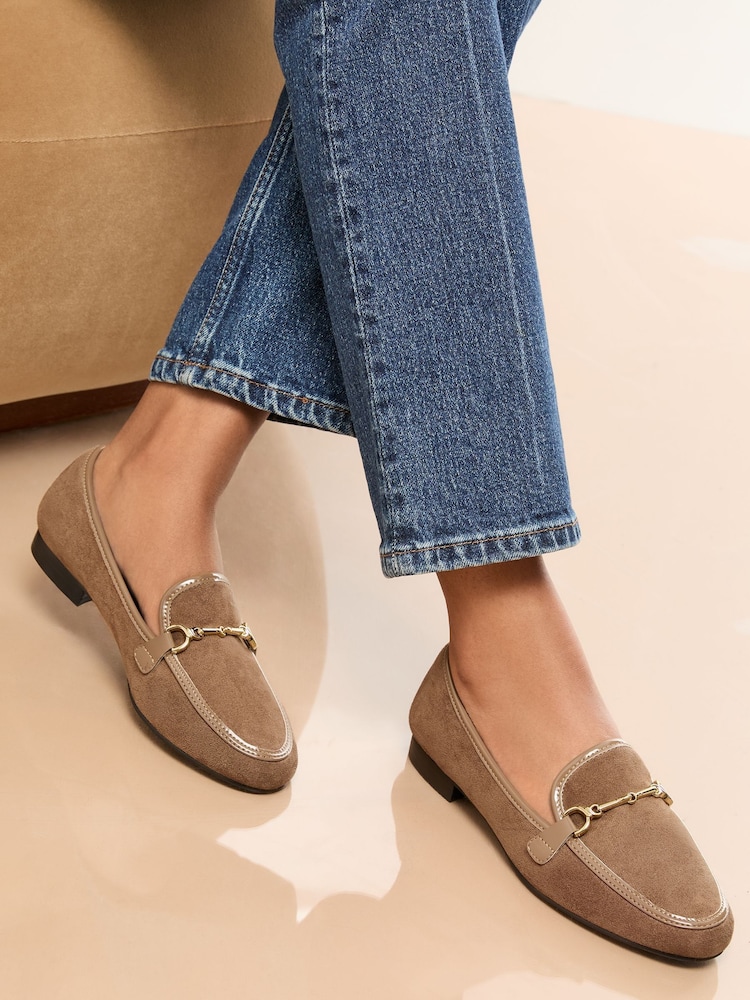 Lipsy Taupe Standard Fit Snaffle Faux Leather Loafers - Image 1 of 5