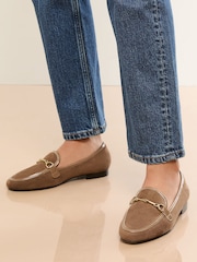 Lipsy Taupe Standard Fit Snaffle Faux Leather Loafers - Image 2 of 5