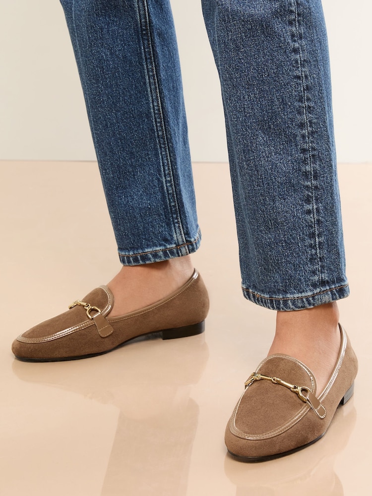 Lipsy Taupe Standard Fit Snaffle Faux Leather Loafers - Image 2 of 5