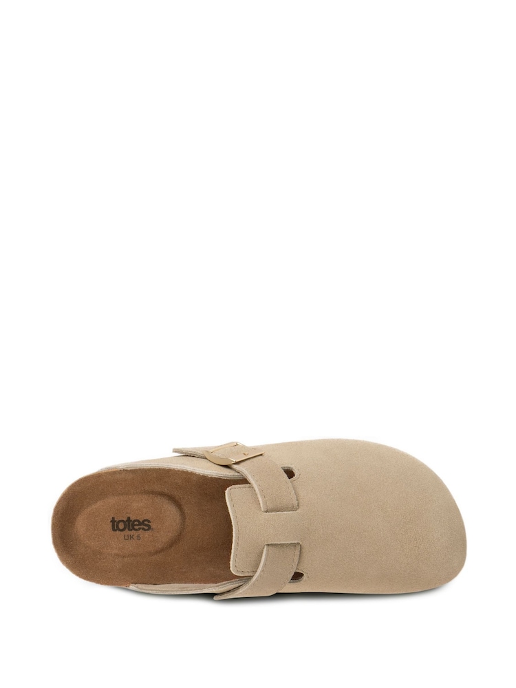 Totes Natural Ladies Suede Clogs - Image 3 of 4